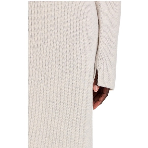 TOCCIN Liliana Sweater Dress Soft Gray Wool Cashmere Scarf Neck Midi Dress L - Picture 2 of 10